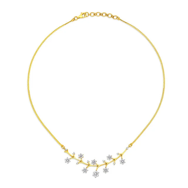 Floral Branch Pattern Diamond Necklace